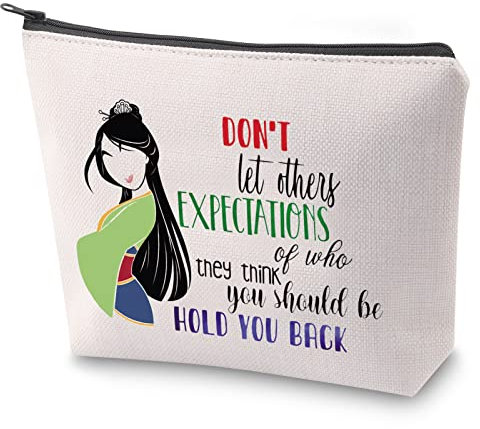 ZJXHPO Cartoon Prinzessin Kosmetiktasche Mulan Make-up-Tasche mit Reißverschluss, inspirierendes Zitat, Geschenk für sie Mulan Survival Kit, Halten Sie sich zurück, Nein