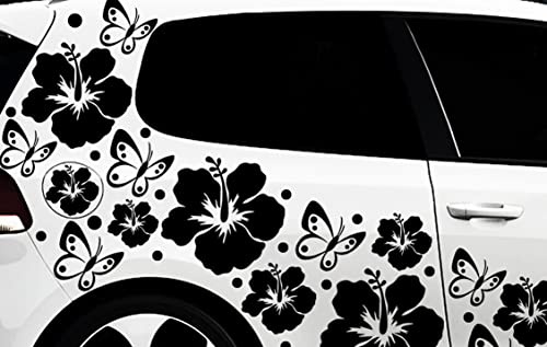 86-teiliges Auto Aufkleber Hibiskus Blumen Schmetterlinge HAWAII WANDTATTOO xx