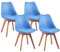 Brigros WeHome - Set 4 Sedie Candice, Sedie Sala Da Pranzo O Ufficio, Sedia Ergonomica, Seduta Imbottita Con Cuscino In Similpelle, Sedie Camera, Piedi In Legno Di Faggio, Arredamento Casa (Azzurro)