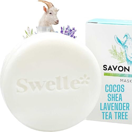 SWELLE Ziegenmilchseife Gesicht mit Honig Masken Beauty 110g Duschbrocken 1 Seife Stück Gesichtsreinigung,Anti Mitesser Ekzem Anti Pickel,Peeling Gesicht, Duschgel & Shea Moisture