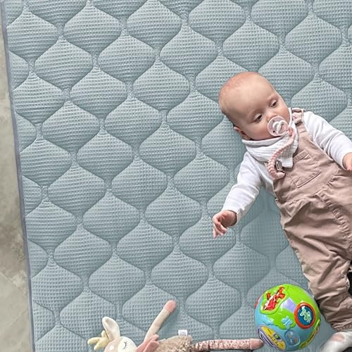 Sanosoft® Krabbeldecke - rutsch- & wasserfest - Öko Tex & Made in Germany 130x150cm Hellblau