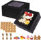 GUIFIER 30 Stück Bäckerei Boxen mit Fenster, Tortenschachtel Karton 15,5 x 15,5 x7,5cm Kraftpapier Kuchen Geschenkbox, Keksschachtel Pappschachteln für Gebäck Macaron Cookie Cupcake -Schwarz