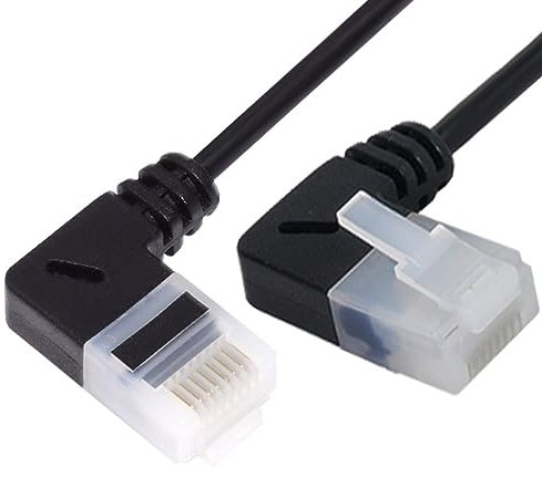 CY Ultradünnes, schlankes Cat6-Ethernet-Kabel, RJ45, links nach rechts abgewinkelt, 25 cm, UTP-Netzwerkkabel, Patchkabel, 90 Grad, Cat6a LAN für Laptop, Router, TV-Box