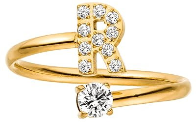 Purelei® Buchstaben Ring R – Damenring aus langlebigem Edelstahl – Wasserfeste Ringe – Verstellbare Ringe von Größe 50 bis 60 – Modeschmuck für deinen individuellen Look