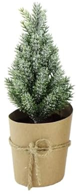 ZauberDeko Tannenbaum Deko Kunsttanne Mini im Topf Kunstschnee Glitzer Weihnachtsdeko 17cm, Form:A