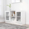 QJBSAVVA Vitrinenschrank, Büroschrank Wandregal mit Türen Beistelltisch mit Schublade Barschrank Geeignet für Küche Wohnzimmer Balkon Badezimmer Hochglanz-Weiß 120x30,5x70 cm Holzwerkstoff