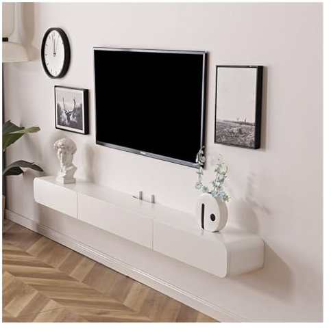 Consola de TV flotante Soporte flotante for TV de 47 ''/63 '', consola multimedia montada en la pared, estante for gabinete de TV debajo del televisor for ocultar la caja de cable de audio y video, fo