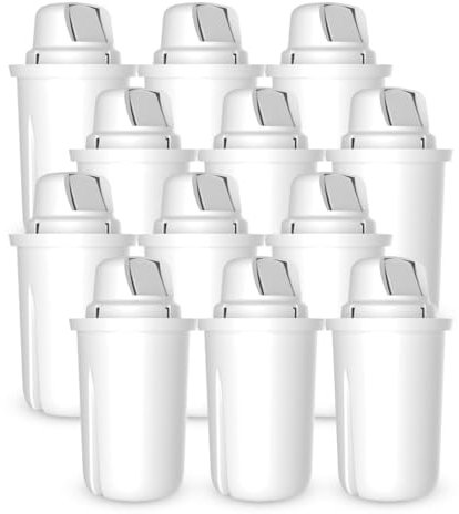 Dafi Standard Classic Filter, Set of 12 - Universal Compatibility with Brita Classic, PearlCo Classic, Reduces Water Hardness, BPA-Free