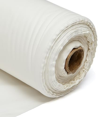 Ivory Curtain Lining Fabric 54 Inch Wide, Thermal Insulation Polycotton Material by The Metre UK, Quality for Home Decor and Curtain Making by Craft Queen LTD