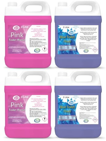 JOVS Caravan Toilet Chemicals Pink and Blue 4x2L– Toilet Fluid and Rinse cleaner for Caravans and Motorhomes – Eco-Friendly, Odour Remover & Formaldehyde Free.