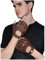 GSG Herren-Leder-Fingerlose Handschuhe, Halbfinger-Handschuhe, Braun, L