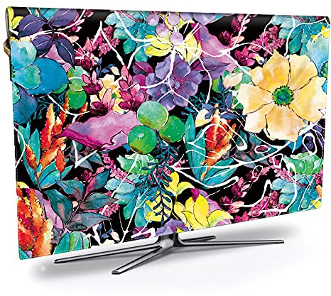 Copertura per TV da esterno, scatola impermeabile per TV esterna con fiori freschi stampati HD e copertura impermeabile, di grandi dimensioni da 21 a 70 lnches (colore: A, dimensioni: 50 pollici)