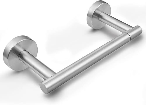 Toilet Paper Holder Wall Mount, NSCMQSL Bathroom Toilet Paper Holder for SUS 304 Stainless Steel Double Post Pivoting Toilet Paper Roll Holder for Bathroom (Brushed Silver)