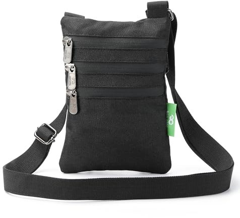 ECO CHIC Water Resistant Recycled Canvas Crossbody Phone Bag (Black)