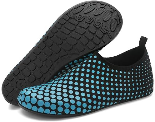 BARFULKER Badeschuhe Herren Damen Wasserschuhe Schnell Trocknend Schwimmschuhe Barfußschuhe rutschfeste Leicht Aquaschuhe Strandschuhe für Männer Frauen,Blau 38 EU