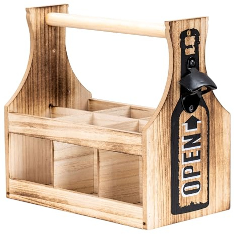 levandeo Flaschenträger Holz 6 Flaschen Flaschenöffner Flaschentasche Männerhandtasche Flaschenbox Männergeschenk Vatertag