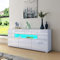 White Sideboards for Living Room, Modern Kitchen Cabinet with 3 Doors 5 Drawers Open Case, LED Storage Cupboard TV Stand Unit with Led Light, 150 x 35 x 72cm