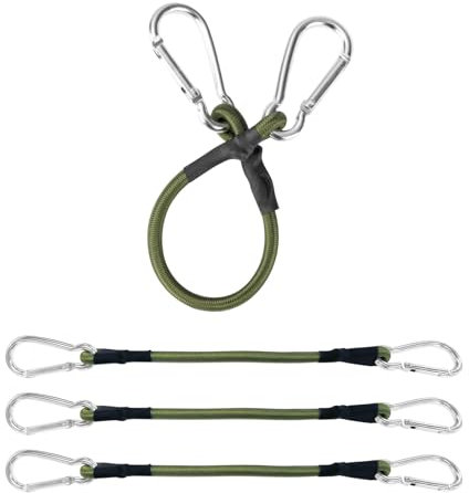 AINIUNIU 4 Pezzi Corde Elastiche con Moschettone, 30 cm Robuste Cinghie Elastiche con Ganci, Robuste Elastici Portapacchi per Bagagli, Biciclette, Teloni, Tende da Sole, Campeggio e Auto