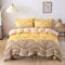 Comforter Floral Duvet Cover Set Queen Size Pattern Bedding Set in Lilac with Zipper Closure No Comforter Bedding sets(Yellow,180x220cm)