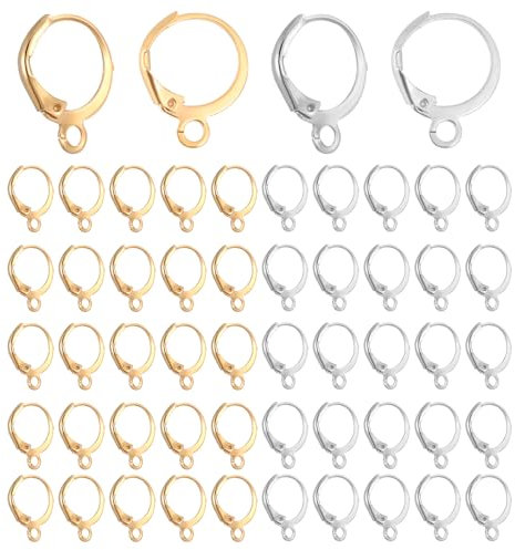 80 Stück Hebel Ohrhaken Set Französische Ohrring Haken Runde Edelstahl Earring Hooks Geeignet für Männer und Frauen DIY Ohrringe