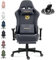 Dowinx Gaming Stuhl, Bürostuhl mit Seidig Glatte Große Räder, Massage Gaming Chair mit Luxuriöser Wildleder-Stoff, 90-165°, Grau