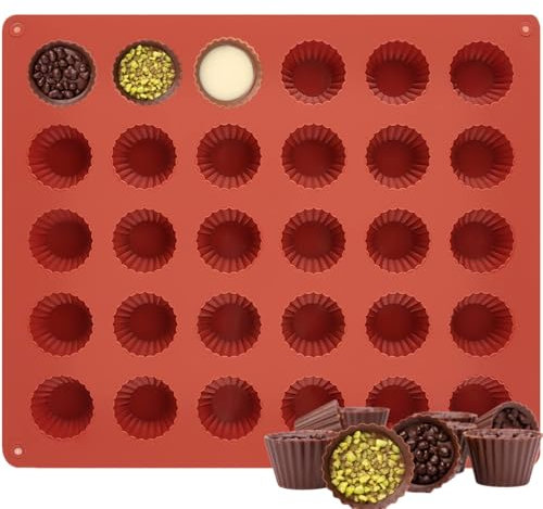 EnixwH Moule en Silicone Rond à 30 Cavités pour Cupcakes, Chocolat, Pâtisserie - Muffins, Brownies, Gâteaux, Cake, Pudding, Glaçons, Gelée, Quiches