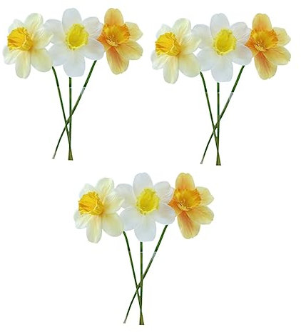 Ciieeo 9 Stück Packung Künstliche Narzissen Robuste Gefälschte Narzissen Blumen Für Wohnkultur Büro Party Zufällige Farbe