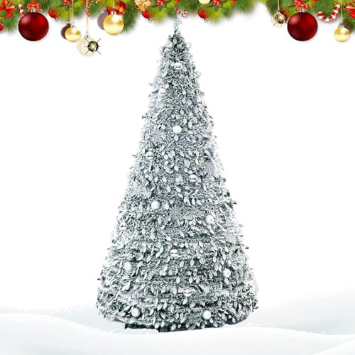 Artificial Pencil Tree, Pre-Decorated Christmas Tree, Pop-Up Christmas Tree, Christmas Tree Decorations, Foldable Christmas Tree Decorated Ornaments Artificial Pencil Pop-Up Tree for Home