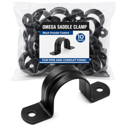 LEDSone Pack of 10 Black 20mm Conduit Distance Saddle Clamps | Metal Conduit Electrical Pipe Fixing U Clips with Screws Accessories Heavy Duty Wall Mount Bracket.