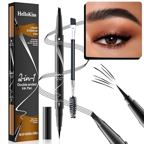 2 Stück Augenbrauenstift Wasserfest, 2-in-1 Dual-Ended Microblading Augenbrauenstift, Wischfest Eyebrow Pencil Kann Leicht Natürliche Augenbrauenfarbe(2 Stück Schwarz)