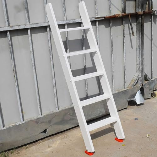 Brown White Wooden Bunk Bed Ladder Only, Home Loft/Kids Bedroom Bunk Ladder - Rv/Camper Bed Side Step Ladder 8 7 6 Feet 5 4 3 Ft Tall, Child/Elderly/Adults/Disabled Safety(White,125cm(49 1/5IN)(4