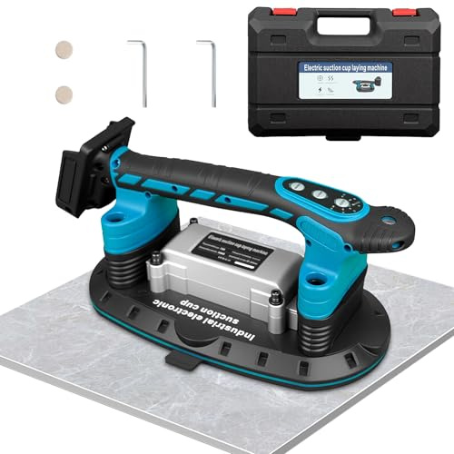 WUDLEP 2IN1 Akku Fliesenrüttler & Saugnäpfen für Makita Akku 21V mit 6 Gang Einstellbaren, 30 * 16cm Saugnapf Adsorption Fliesen Vibrationsgerät Fliesenvibrator für 2m Fliesen Wandfliesen, ohne Akku