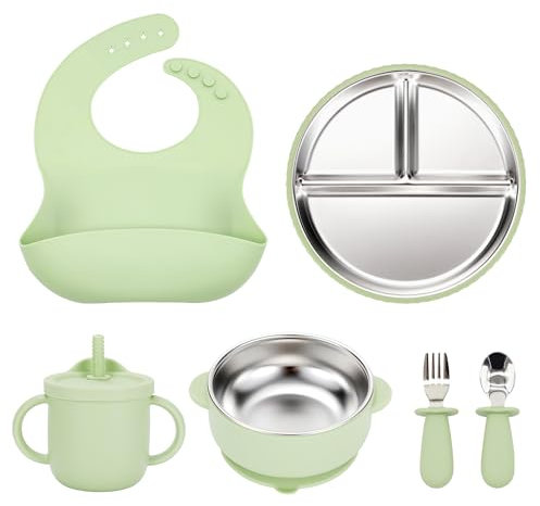 Baby teller mit saugnapf Edelstahl Baby Teller mit Starker Saugkraft – BPA-freies Geschirr-Set für Kleinkinder – Rutschfeste Schalen für selbstständiges Essen – Spülmaschinenfest & CPC-zertifiziert