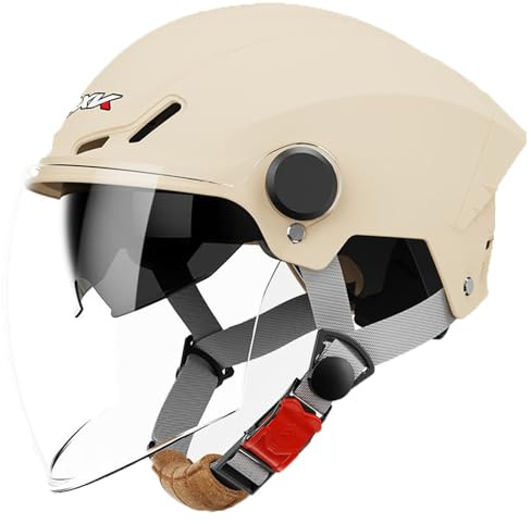 VVPEC Motorradhelm Retro Halbhelm, Halbschale Jethelm, ECEDOT Zulassung, mit Doppelvisier, Für Bike Cruiser Chopper Moped Scooter, für Damen und Herren Erwachsene(2)