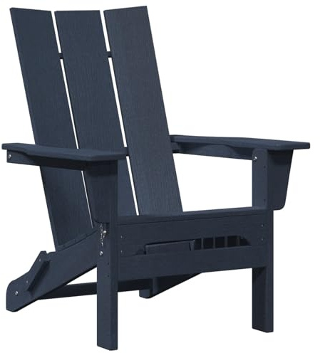 vidaXL Klappbarer Adirondack-Stuhl Marineblau 74.5 x 80.5 x 90cm HDPE, Adirondack-Sitz, Moderne Gartenliege, platzsparend, stabile Klappmöbel für Terrasse und Garten