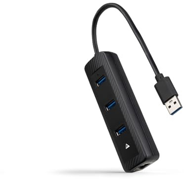 Nanocable 10.16.4604 USB-A 3.0 auf 3xUSB-A 3.0 + RJ45, USB-A/M-USB-A/F-RJ45/F, schwarz, 15 cm