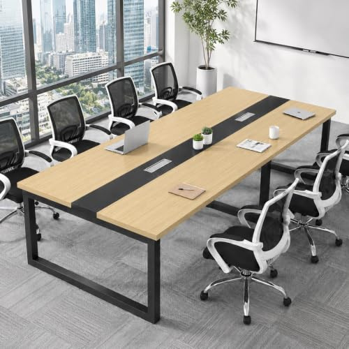 Konferenztisch große– Moderner Besprechungstisch mit Kabelmanagement – Büroarbeitstisch für Seminarraum, Coworking, Besprechungsraum, großer Esstisch - Stuhl Nicht im Lieferumfang enthalten