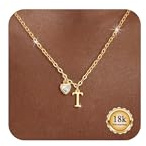 Maynor Gold Damen Buchstaben Kette mit 5A Zirkon Herz Anhänger–Initialen A-Z Halskette, 18K Vergoldet Personalisierte Namenskette Mode Schmuck Geschenk für Frauen Mädchen