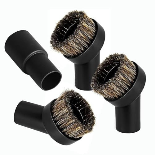 LianSinGo 3Pcs 32mm Round Horsehair Vacuum Brush Attachments, Universal Dusting Brush with Connector, Replacement Nozzle for Vacuum Cleaners, Furniture, Shelves & Delicate Surfaces