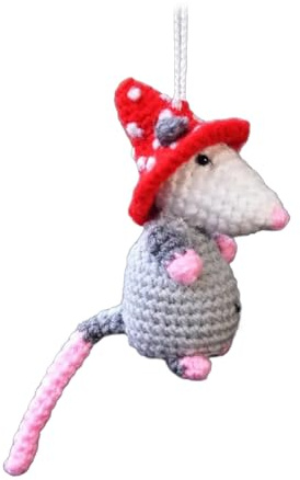 ZYHARUKO Automotive Charm Gestrickte Opossum​ Dekoration Häkeln Opossum Anhänger Auto Rückansicht Hängende Ornament Freund Fahrzeug Zubehör