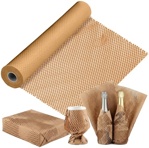 Honeycomb Packaging Paper Roll, Brown, 300mmx30M | for Moving House, Shipping and Gift Wrapping, Sustainable Packaging Materials for Moving Boxes and Fragile Gift