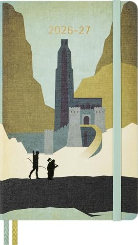 Moleskine Wochenkalender 18 Monate, 2026–2027 Der Herr der Ringe, Hardcover aus Stoff mit Gummiband, Motiv Legolas & Gimli, Large 13 × 21 cm