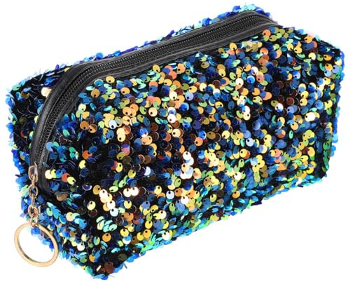 Paquet à Maquillage à Paillettes Carré, Bleu, Grosse Capacité | Trousse Cosmétique Portable en Oxford et Velours, Format Voyage, 1 Pièce, Style Mode Plusieurs styles