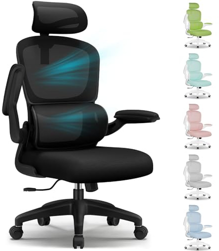Aiidoits Bürostuhl, Bürostuhl Ergonomisch, mit Segmentierter Rückenlehne, Adaptiver Lendenstütze und 90° Klappbaren Armlehnen, Schreibtischsessel 150kg, Neigbar bis 135°.
