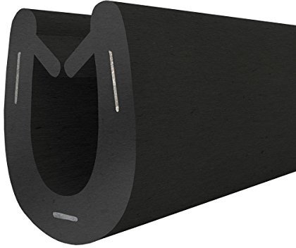 STEIGNER Gummidichtung Kantenschutzprofil T-4 SCHWARZ 9x13mm Gummiprofil, 3 Meter, Fassungsprofil Kantenschutz Keder Kederband U-Profil STAHLEINLAGE