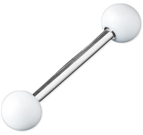 viva-adorno Barbell Piercing Stab Zungenpiercing Chirurgenstahl Stahlkugeln glänzend emailliert Brustpiercing Z374