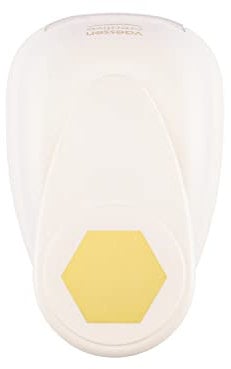 Vaessen Creative Motivstanzer Sechseck - 4.4 x5.1 cm - Stanzer für Bastelpapier, Tonpapier, Scrapbookpapier oder Decoupagepapier, White/Pink