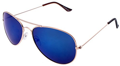 Unbekannt Sonnenbrille mit Federscharnier verspiegelt in verschiedenen Farbe (One size, Gold Blau)