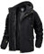 MAGCOMSEN Herren Winterparka Fleece Gefüttert Winterjacke mit Fell Herren Cargo Wintermantel Outdoor Bomberjacke mit 7 Taschen Schwarz 2XL
