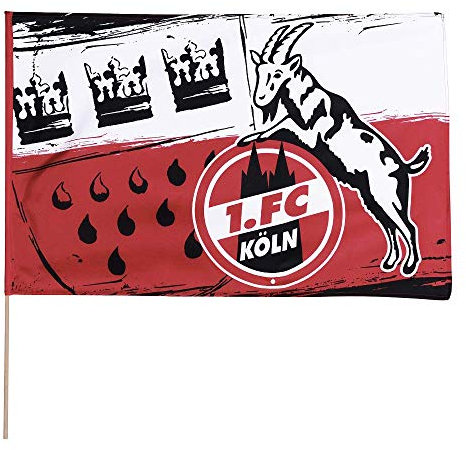 Flaggenfritze Stockflagge 1. FC Köln Wappen - 60 x 90 cm + gratis Aufkleber